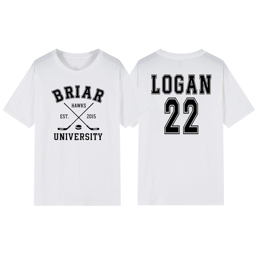 Briar University Logan 22 Hockey Two-Sided T-Shirt Off Campus Series Shirt Hockey Romance Tee Unisex Casual Graphic T Shirts