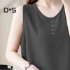 Women Vest O-Neck Sleeveless Solid Color Tank Tops Loose Fit Breathable Casual Vest Holidays Parties Daily Wear