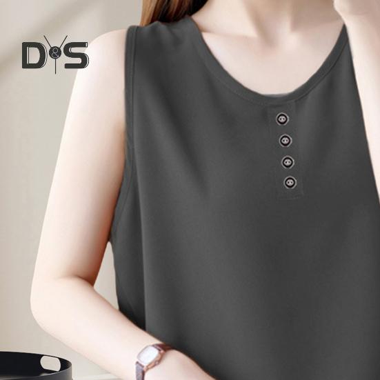 Women Vest O-Neck Sleeveless Solid Color Tank Tops Loose Fit Breathable Casual Vest Holidays Parties Daily Wear