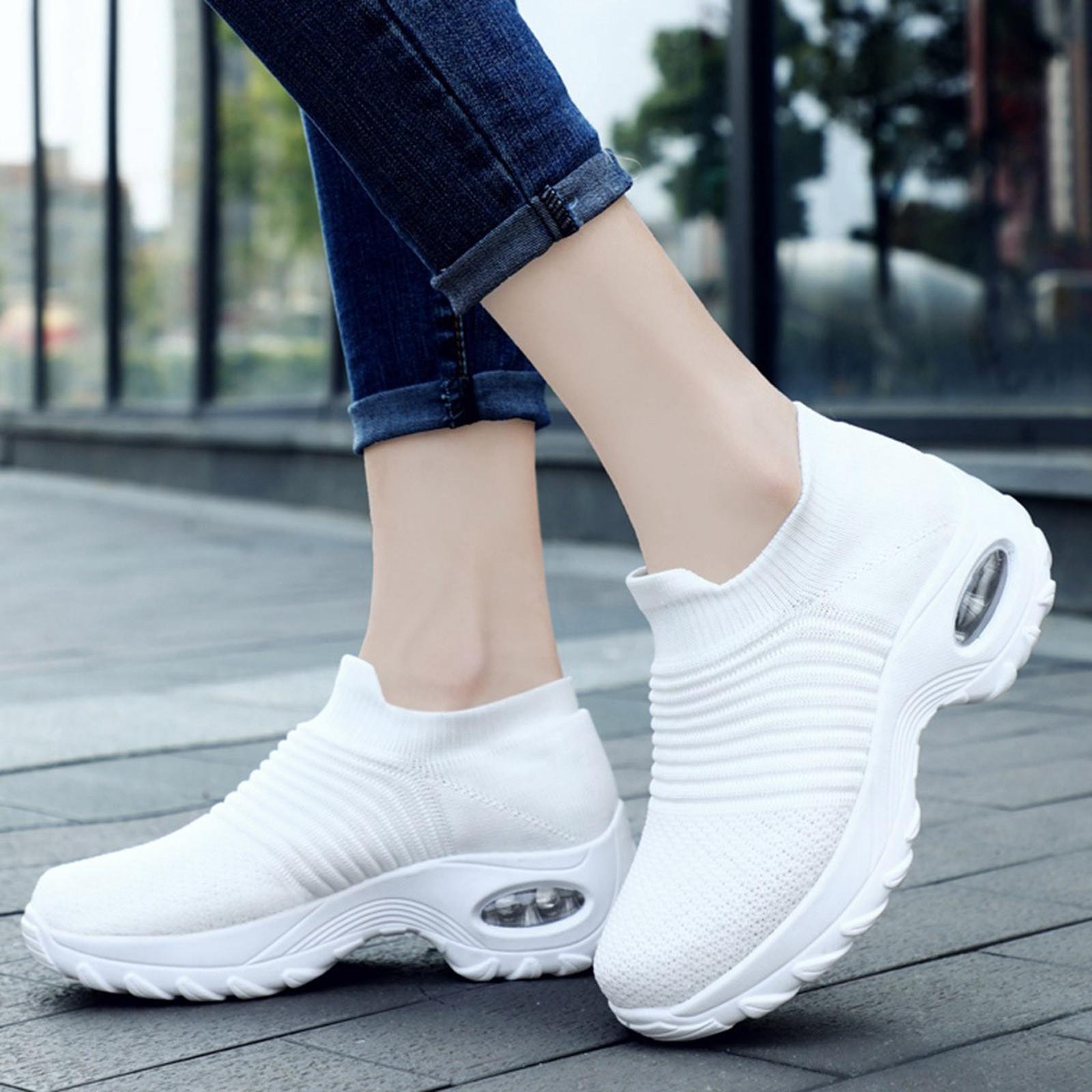 

Текстильная женская обувь на плоском каблуке с летающим плетением для повседневного спорта и отдыха Женская обувь 40 белый