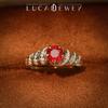 Jewelry Simulation One Carat Ruby Crown Six-Claw Ring Fashion Red Corundum Live Ring
