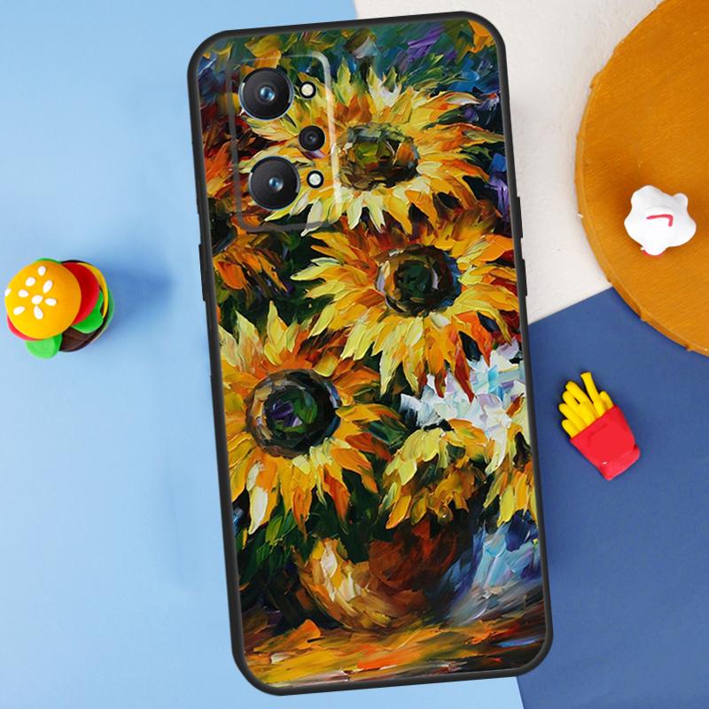 Oil Painting Boho Flower Art For Realme C55 C67 C61 C75 C53 C51 C21Y C25S GT 6 6T 5 GT7 Pro 10 11 12 13 14 Pro Plus Case