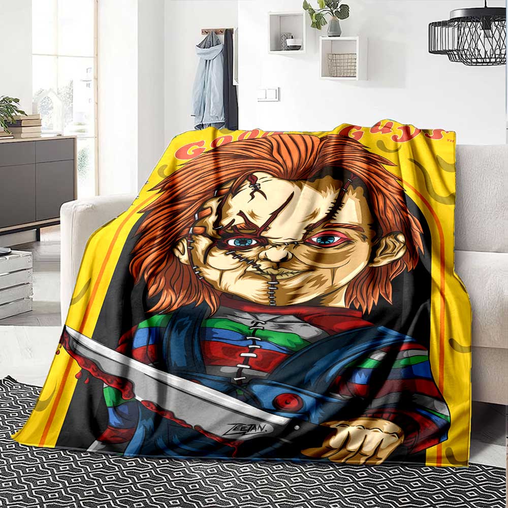 Horror Doll Scissors Blanket Soft Warm Cozy Throw For Picnics Sofa Couch Office Bed Picnics Playful Design Best Holiday Gift for Friends Y9