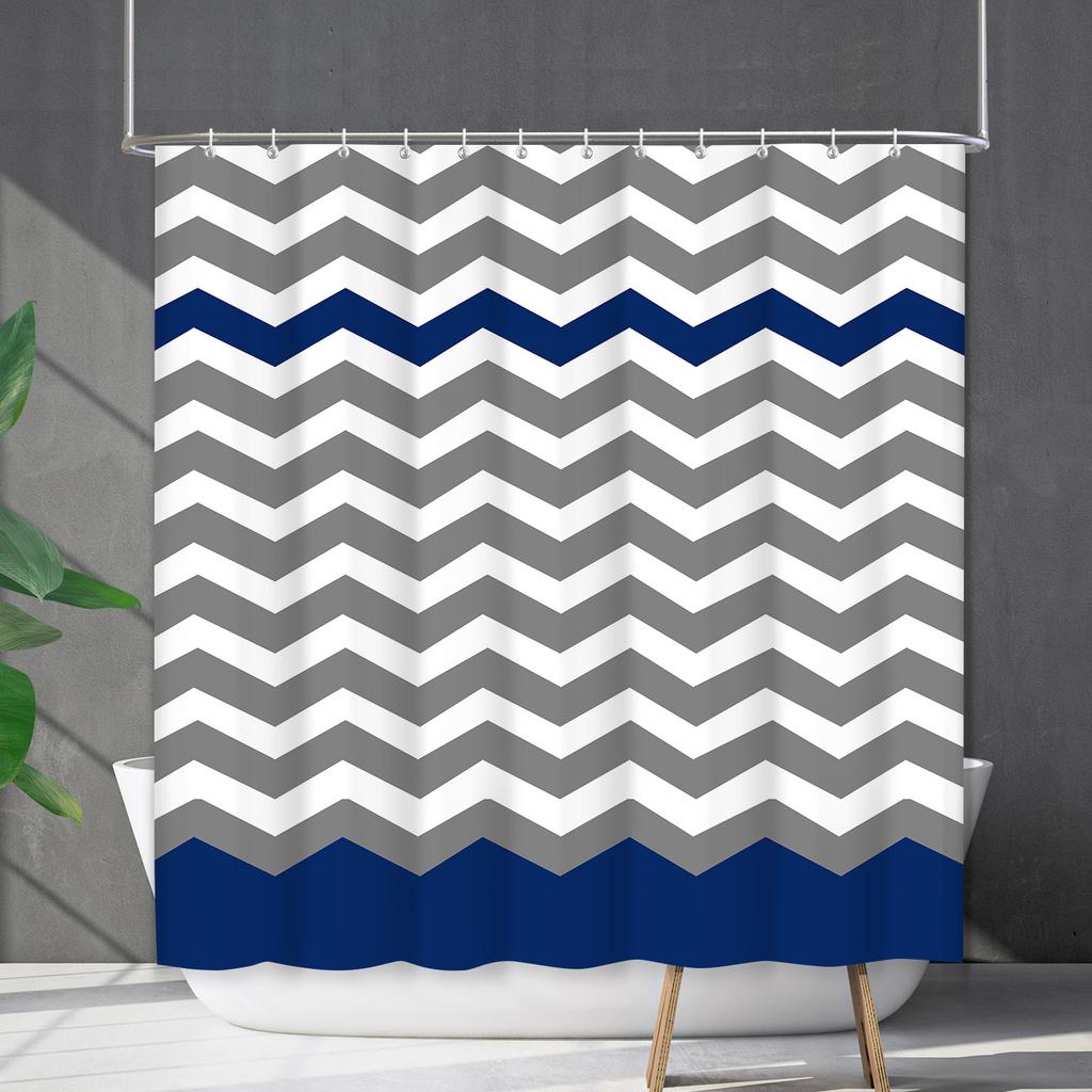 Shower Curtain Waterproof And Mildew-Proof Line Lattice Bathroom Striped Bathroom Curtain Shower Curtain Partition Curtain Free Of Punching