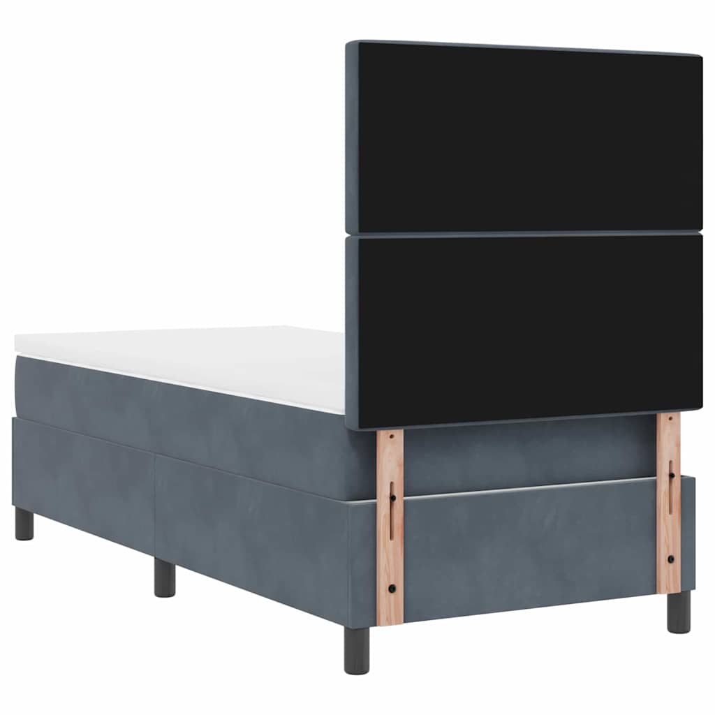 Box Spring Bed with Mattress Dark Gray 100 x 200 cm Velvet