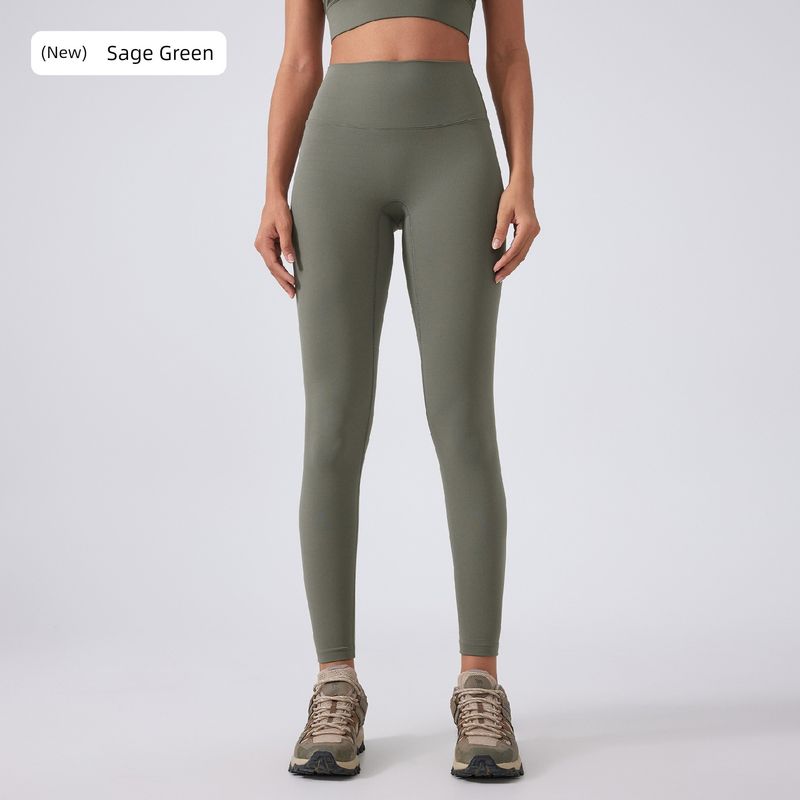 

Lu Same Fitness Pants for Women 2025 New Arrival High Waist Hip Lift No Embarrassment Line Yoga Pants Nude Feel Sports Ninth Pants Sage Green XL