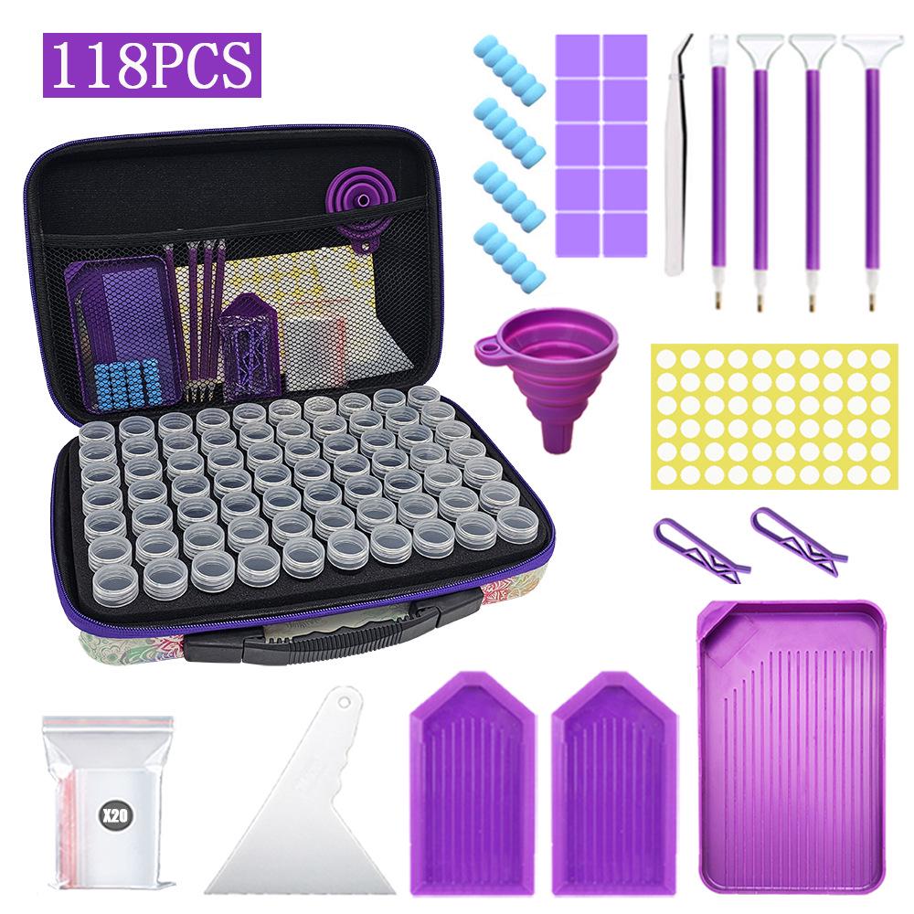 DIY Diamond Painting Kit: Funnel, Drill Pen, 60 Compartment Bottles, 30 Storage, Butterfly Bag