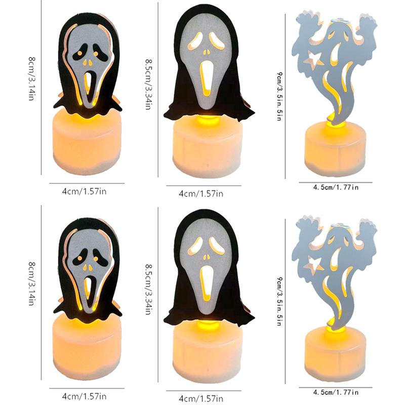 Halloween Flameless Tea Light Decorations, Halloween Spooky Electric Candles for Home Party Decorations - Ideal Halloween Gifts
