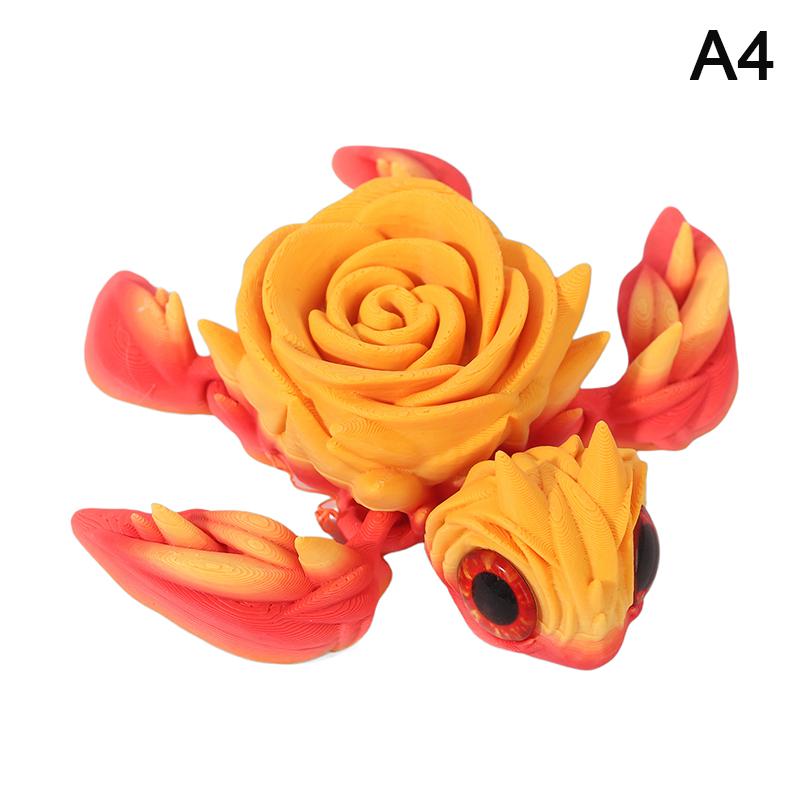 Rose Turtle 3D Printed Articulating Turtle Fidget Toy Joint Movable Model Stress Relief Sea Turtle Figurine Landscape Decoration