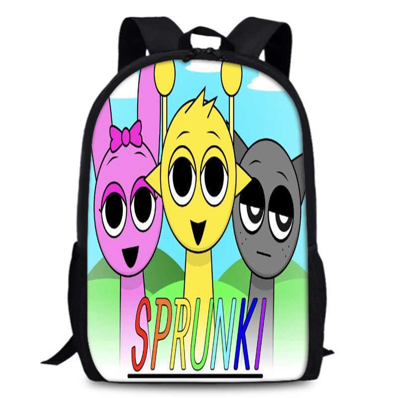 Sprunki 15in Large Capacity Backpack Durable Oxford Fabric School Bag For Students Teens Lightweight Design