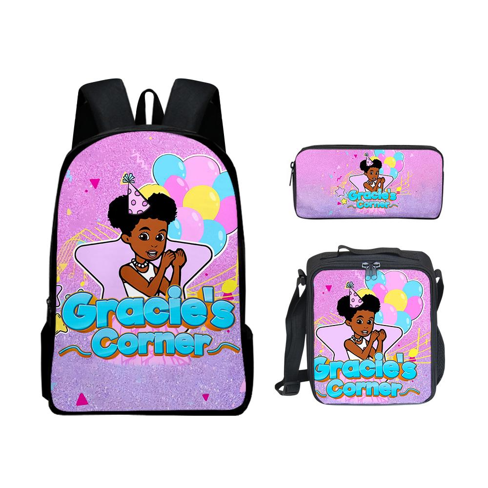 Klassiek Populair Bijzonder Grappig Gracies Hoek 3D Print 3 stuks/Set leerling Schooltassen Laptop Dagrugzak Rugzak Lunchtas Etui