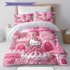 Hello Kitty Cute Pattern Bedding,Quilt Set Quilt Cover Pillowcase Home Birthday Gift(1 * Duvet Cover + 2 * Pillowcase, Without Core)