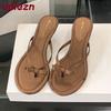 Fashion Spring Summer Female Flip Flops Sandals Women Heeled Slippers Fashion Butterfly-Knot Ladies Low Heel Slippers Slides Shoes Pumps