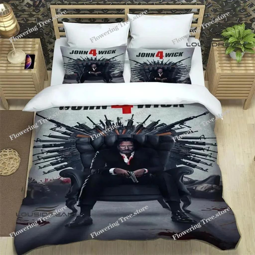 Movie John Wick printed Bedding Sets,John Wick Duvet Cover Bed Set Quilt Cover Pillowcase Comforter king Queen Size Boys Adult