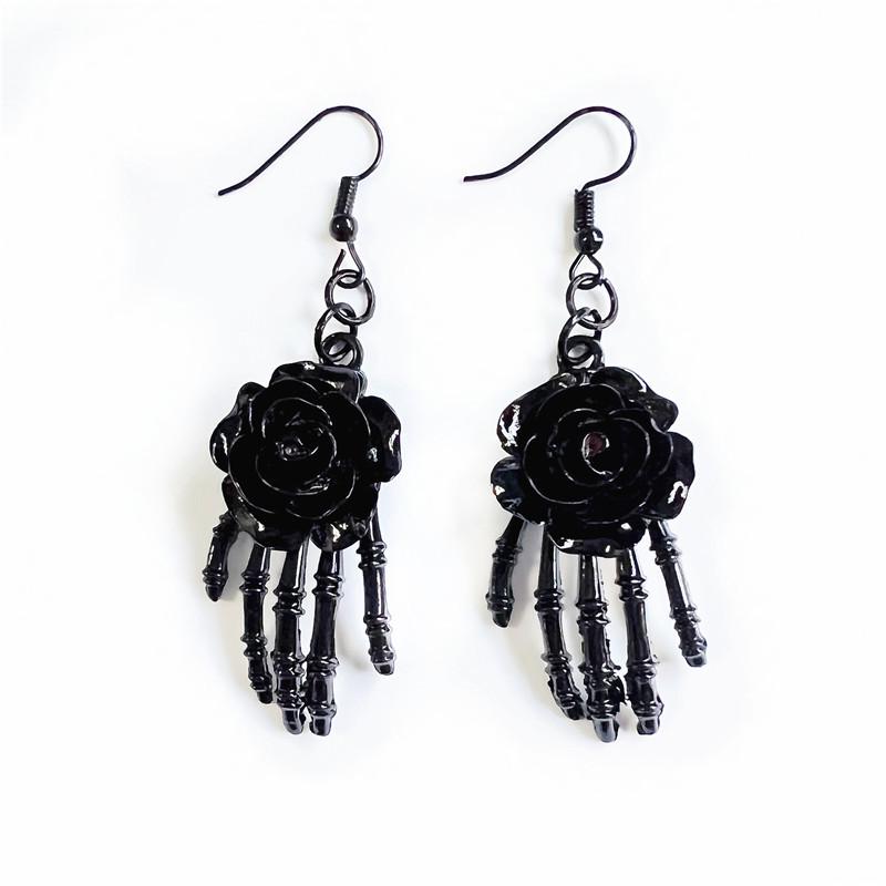 Unisex Punk Ohrringe: Gothic Schädel, Fledermaus, Schlange, Spinne, Mond, Rose und Motte