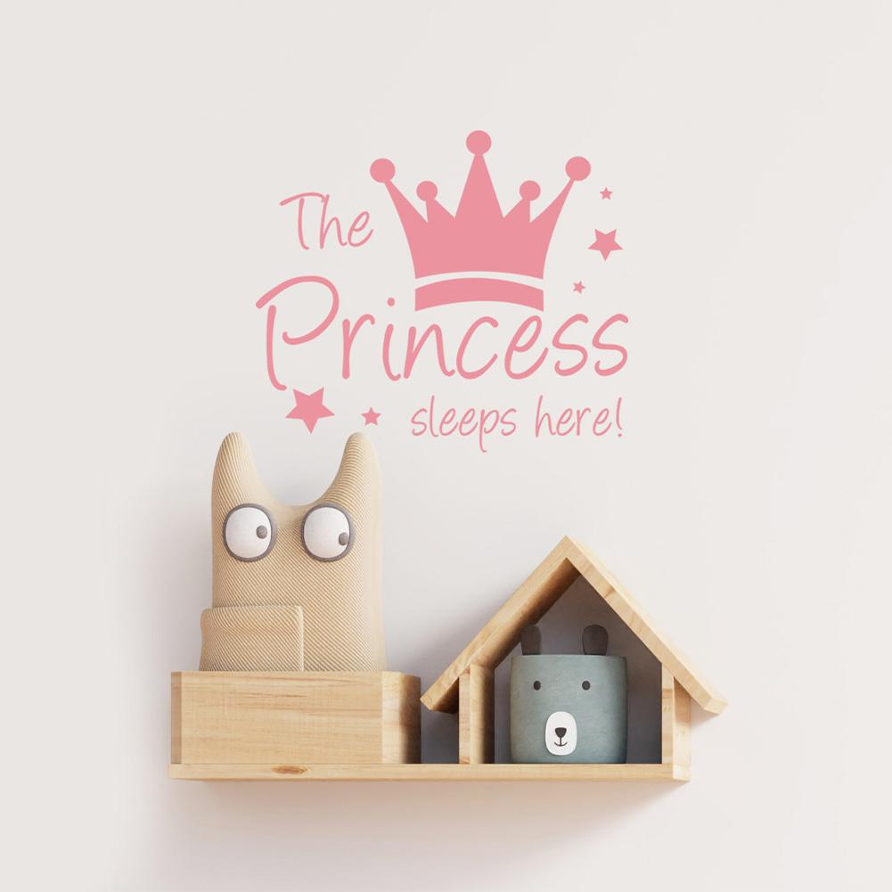 Baby Wall Sticker Crown Mural Background Kids Living Room Removable Decal The Prince Sleep Here Princess Bedroom Decor