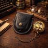Pocket Polish Brass Sundial Compass with Leather Case and Chain Push Open Compass 5.08 Cm Steampunk Accessory Beautiful Gift