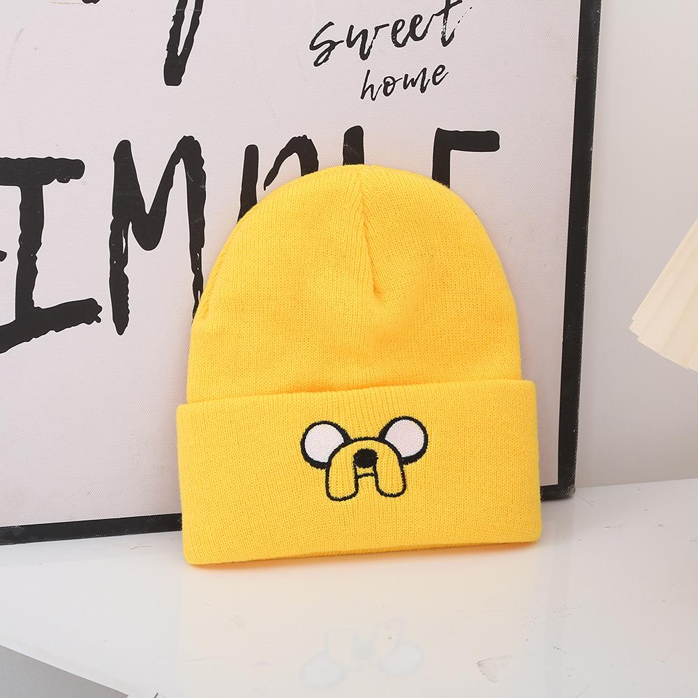 

Korean Cute Cartoon Embroidered Knit Hat - Versatile, Funny Cold-Weather Accessory One Size золотой
