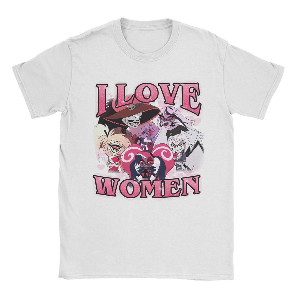 Hazbined Hoteled I love women T Shirt for Men 100% Cotton for Male T-Shirts Round Collar Tees Short Sleeve Tops Plus Size