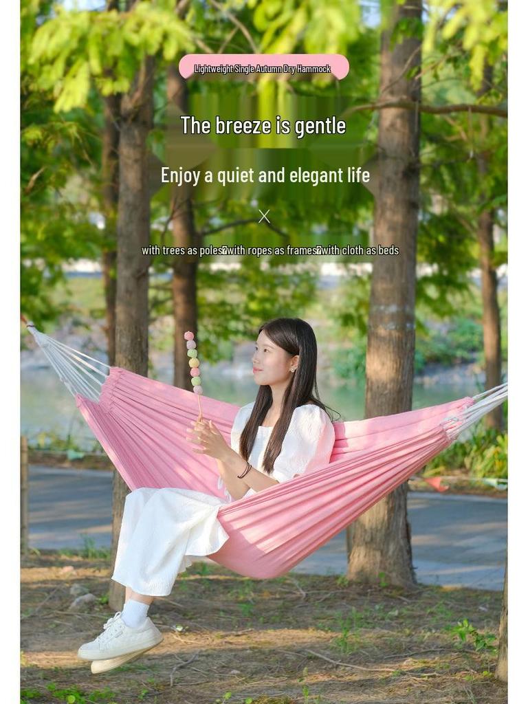 Thickened White Double Hammock for Indoor/Outdoor Use: Anti-Rollover Design for Adults & Kids