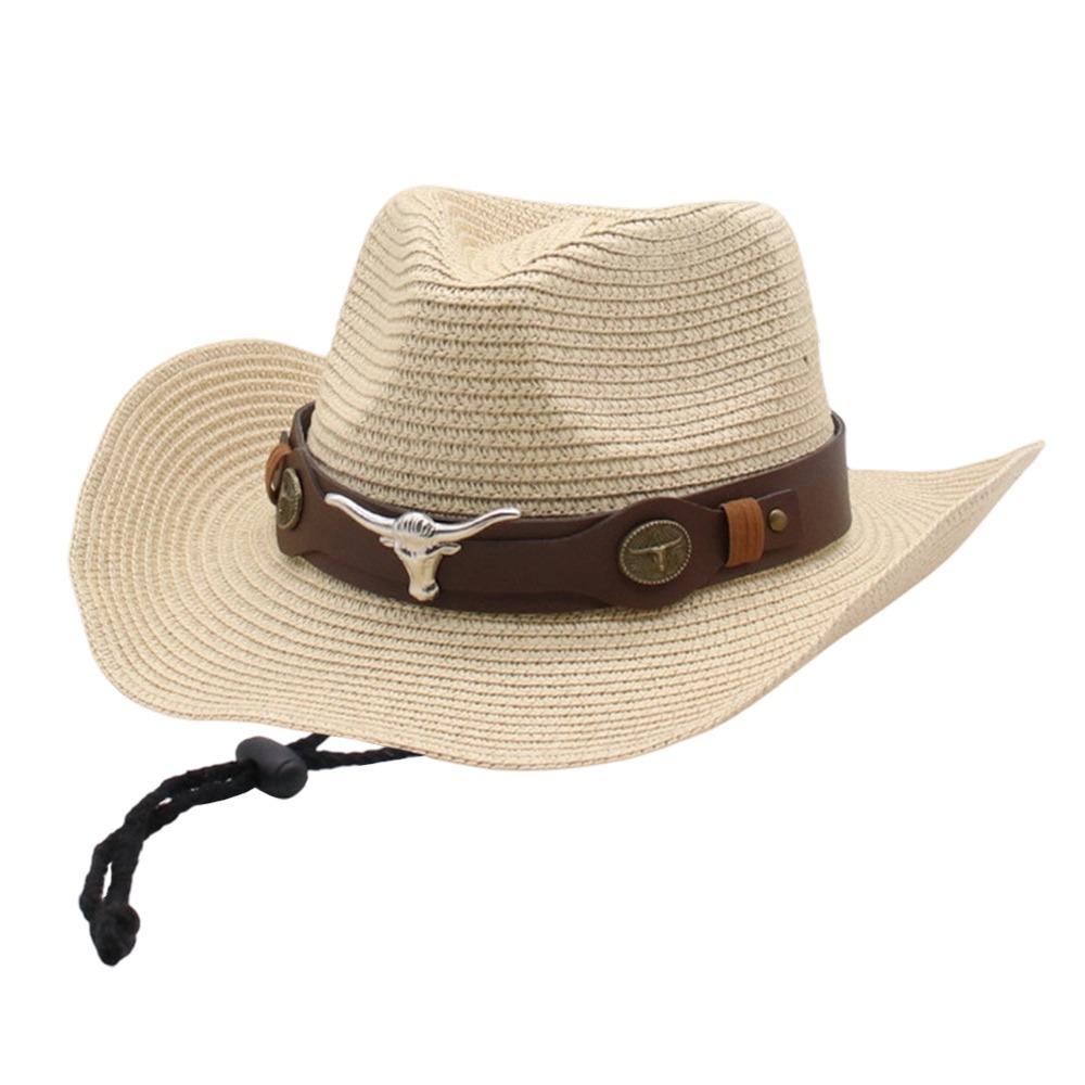 Summer Western Cowboy Hat UV Protection Beach Panama Hat Casual Sun Hat бежевый