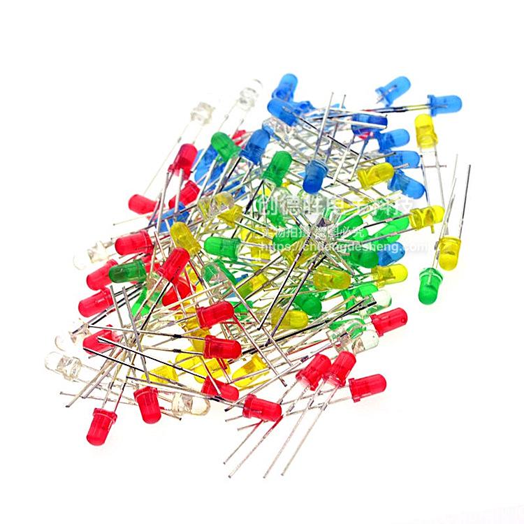 3mm & 5mm LED Light Bulb Pack - Red, Green, Yellow, Blue, White Luminous Diode Components