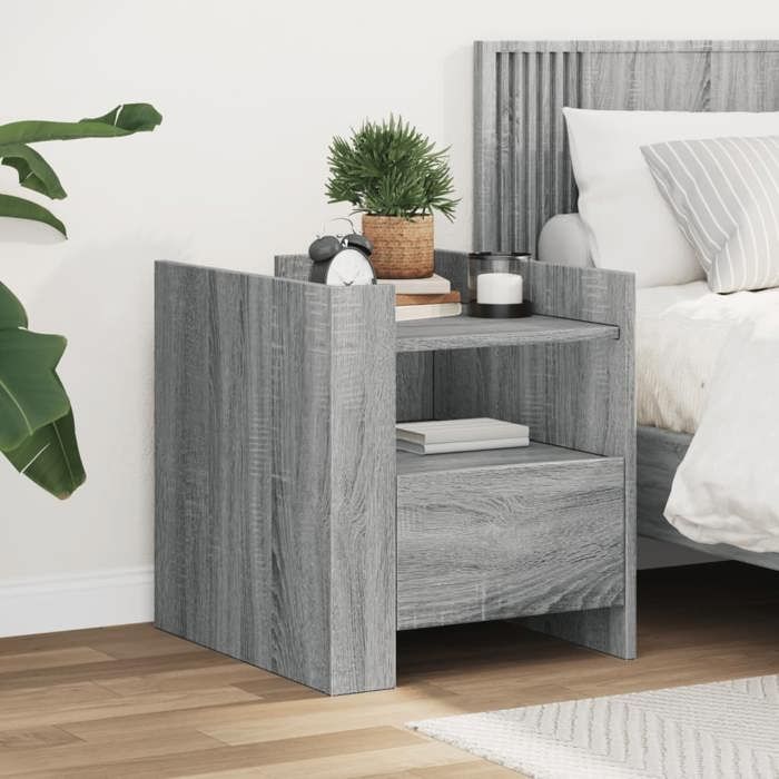 VidaXL Bedside Table Sonoma Grey 45x50x50 Cm Engineered Wood, Bedside Furniture, Side Table, Bed Cabinet, Cabinet 848281