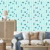 Turquoise Leaves Wallpaper in Scandinavian Style for Living Room and Bedroom 50x1000