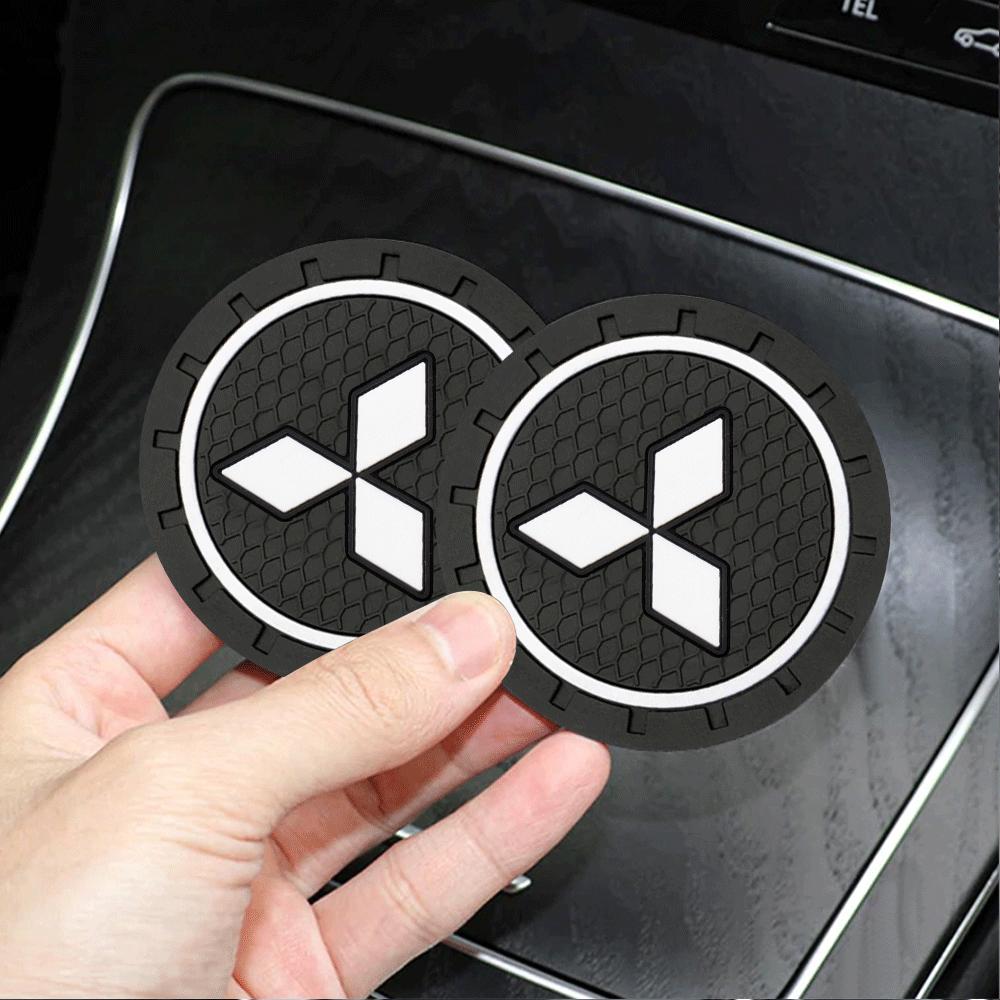 1/2PCS Car Water Cup Mats Silicone Silent Coasters Accessories For Mitsubishi Asx Lancer Outlander l200 Xpander Pajero 4 Montero SL8