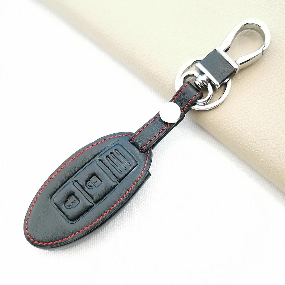 Leather Car Remote Key Case For Nissan Qashqai J10 J11 March Tiida Nv200 Leaf Kicks Cube X-Trail T32 T31 Navara Terra Fob Cover