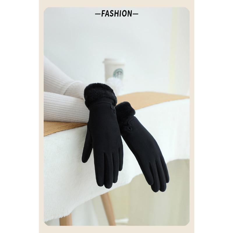 

Перчатки Девочка Зима Плюс Бархат Утепленные Теплые Ин Симпатичные Сенсорный Экран Бархат Зима Электромобиль Холодная Езда На Открытом Воздухе. One Size