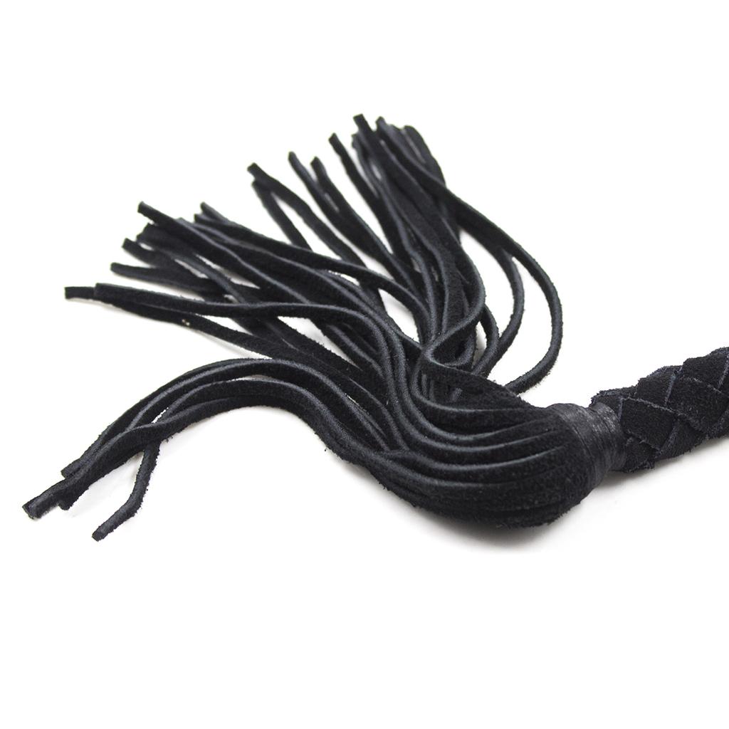 VaHppy Genuine Leather Adult SM Toys Snake Whip 108cm 250g Black/Red Fringed Ponytail Braided Conditioning Spanking