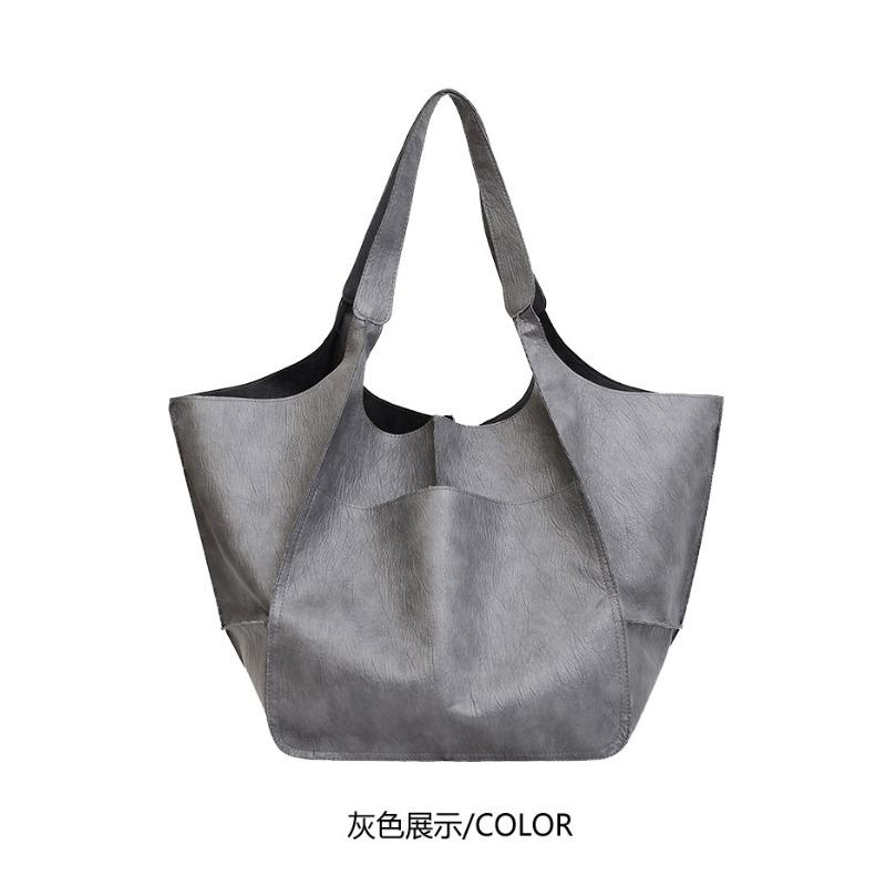 New simple wind big bag soft leather large capacity shoulder portable tote bag wind women s bag серый