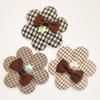 Houndstooth Five-Petal Fabric Flower Brooch & Bow Tie Accessory Set