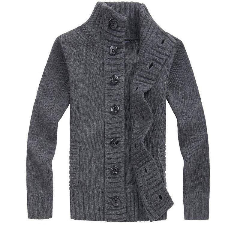 MAITA Men's Wool Cardigan Sweaters Stand Collar Sweaters