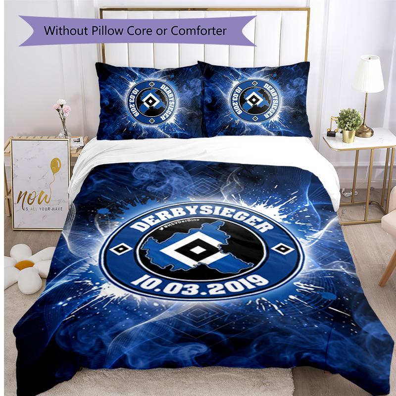 Set Lenzuola Stampato Calcio Hamburger SV 3 Pezzi, Comodo Set Copripiumino per Camera da Letto Amico della Pelle
