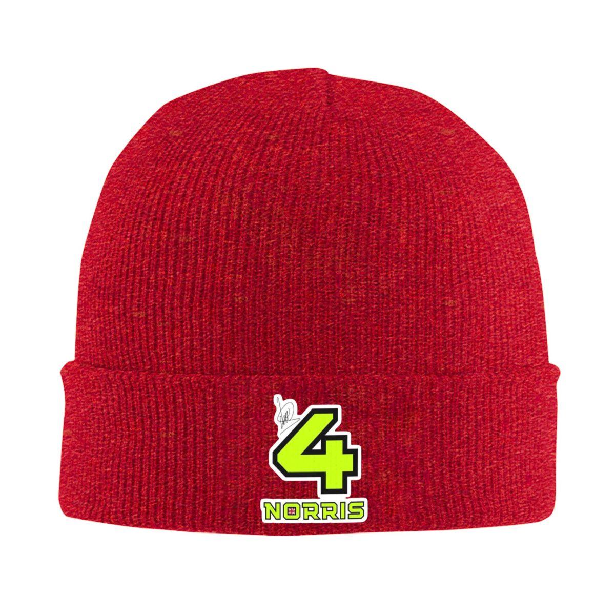 Lando Norris 4 Warm Knitted Cap Fashion Bonnet Hat Autumn Winter Outdoor Beanies Hats for Unisex Adult One Size