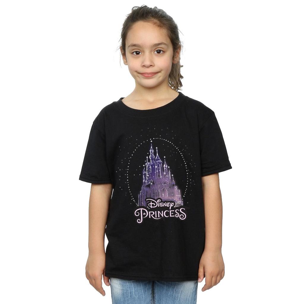 Disney Girls Princess Christmas Castle Cotton T-Shirt