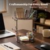 Two-Tier Storage Rack with Hooks Compact Kitchen Shelf Easy to Clean