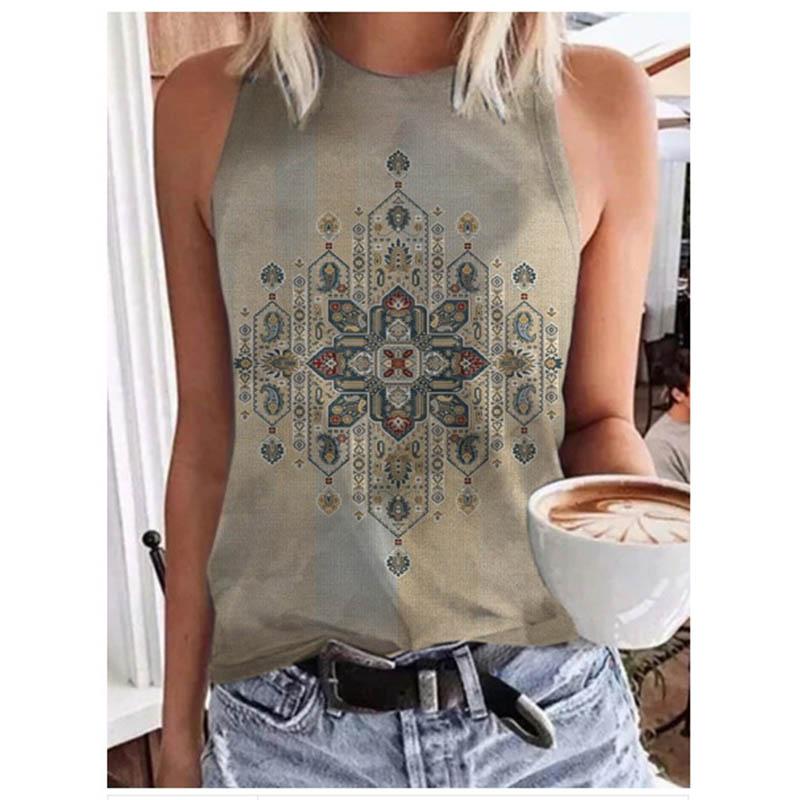 

Женская футболка без рукавов с этническим 3D-принтом Иисуса и одуванчика, уличная одежда Y2K, топ оверсайз, жилет с круглым вырезом, с открытыми плечами, женская футболка S