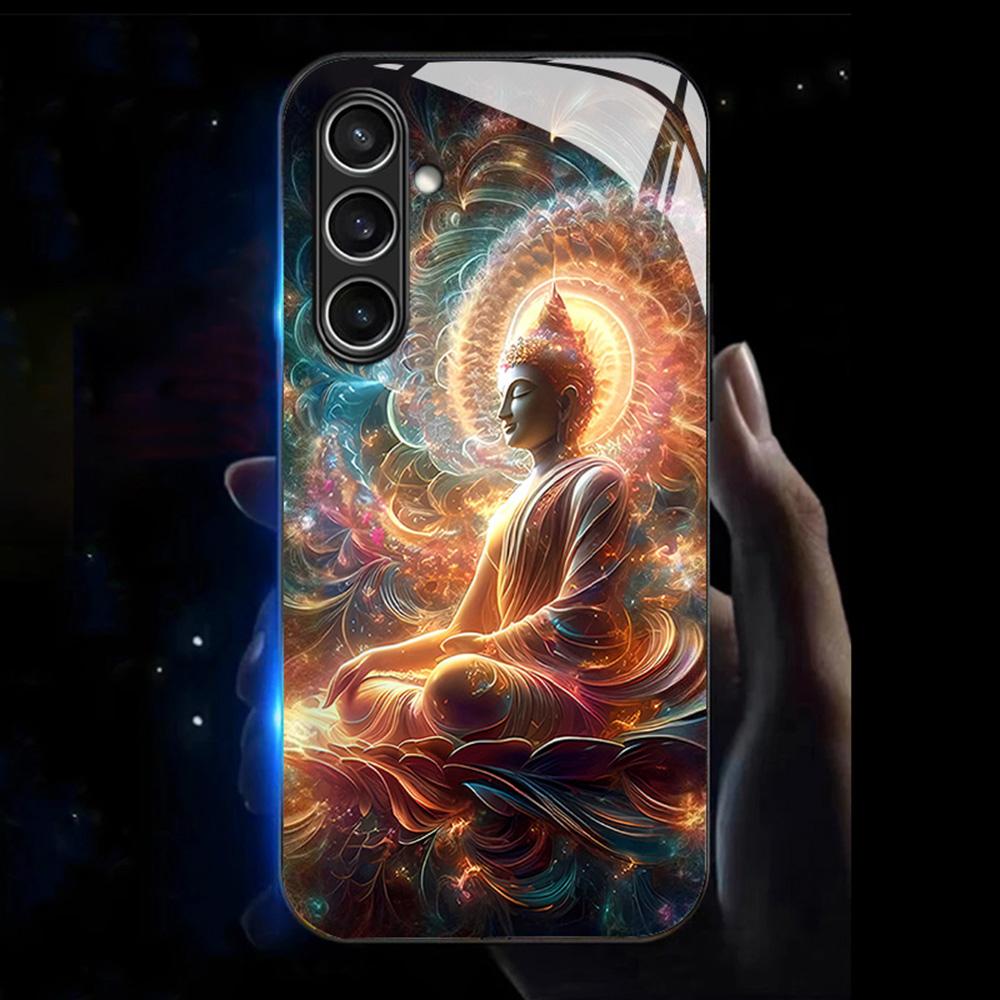 

Чехол для Samsung Galaxy A26 5G Серия Call Flash Печать узора Комбинированный чехол для телефона из закаленного стекла+ТПУ Colorful Buddha