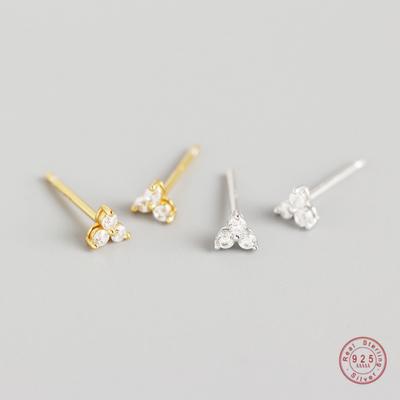 925 Silver Inlaid Crystal Geometric Clover Stud Earrings Light Luxury Mature Glamour Women Jewelry Accessories