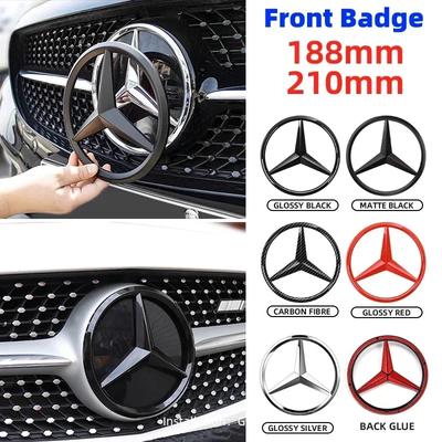 2025 Für Mercedes-Benz 1 Stück 188mm 210mm ABS Auto Frontgrill Abzeichen Aufkleber Abdeckung Emblem Für Mercedes Benz A/B/C/E/S Klasse GLA CLA