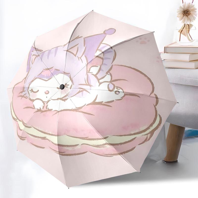 1pc Macaron Shaped Automatic Opening/Closing Umbrella with Cute Cat Design - Perfect for Fans, Travelers, Daily Use, and Festive Gifts!A023