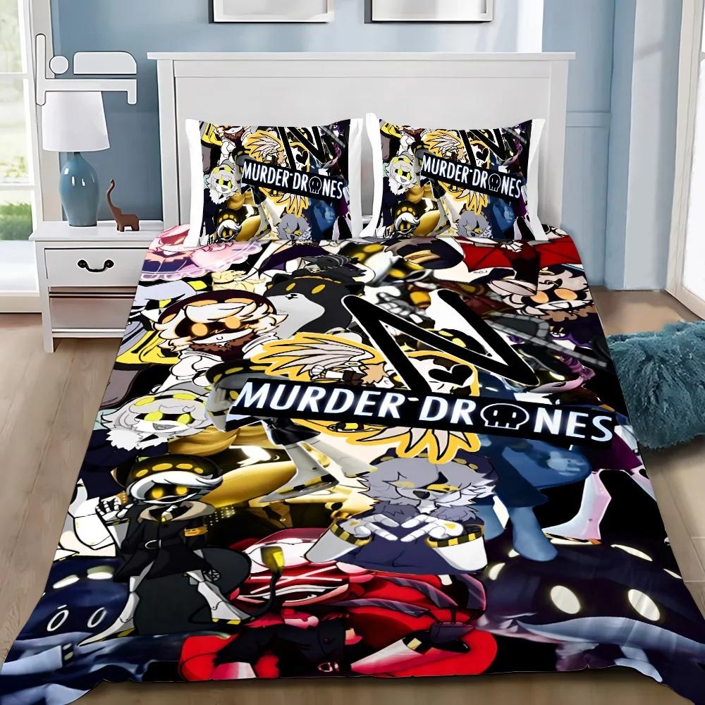 3D Print M-Murder D-Drones Bedding Set 3Pcs Bedroom Single Double Size Duvet Cover Pillowcase for Adult Boys Girls