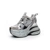 12 inner height-increasing sports shoes women's spring new leather splicing breathable and comfortable casual platform dad shoes