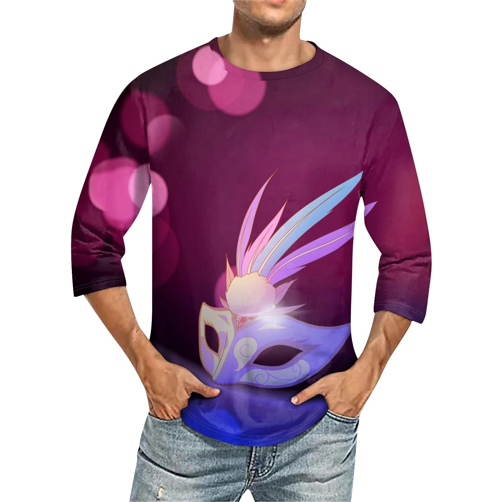 

Мужская повседневная модная футболка с круглым вырезом и рукавом три четверти L винный