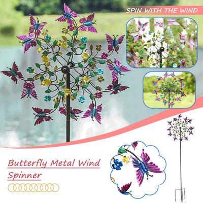 (SU)Decoración de jardín de metal con forma de mariposa colorida y morada