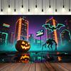 Sci-fi Style-Jack-o'-lantern,Bats,Ghost Design-Halloween Backdrop Banner for Photo Booth,Indoor/Outdoor,Event Party,Holiday