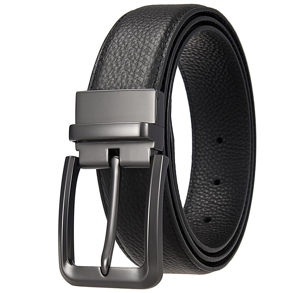 Fashion Perforated Belt, First Layer Cowhide Belt, Business Men'S Pin Buckle Belt Ly35-25943-5